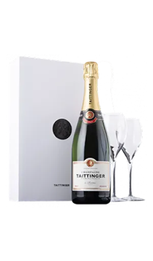 Taittinger Brut Reserve 750ml   2 Flutes Giftpack